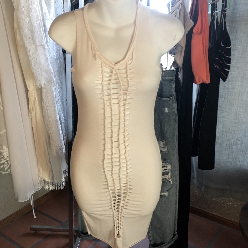 Size small white POOF brand form fitting dress